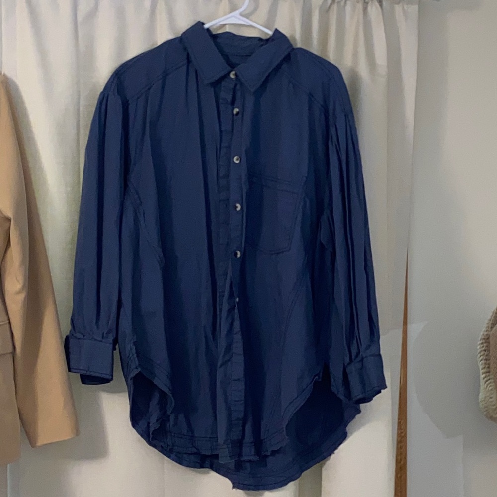 We The Free Deep Blue Button Down Shirt